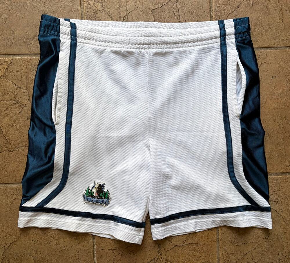 Vintage Minnesota Timberwolves NBA Basketball Shorts White Blue Men's XL